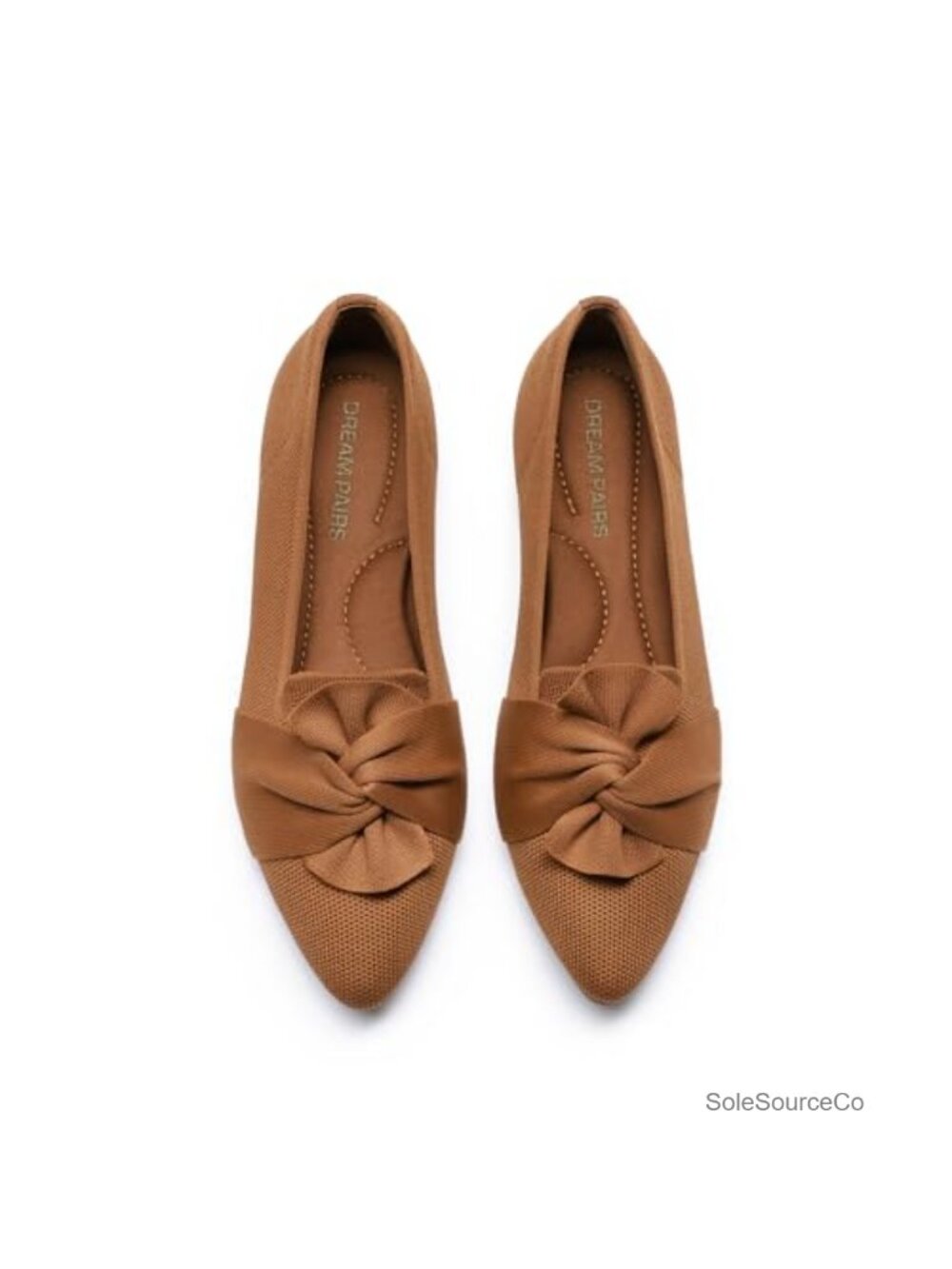 Women's Ballet Flats Pointed Toe Bow Cushioned Insole Foldable Travel Knit